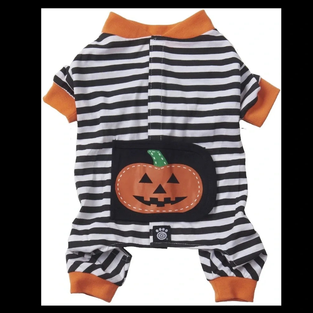 🎃 Petrageous Designs Pumpkin Patch Striped Halloween Dog Pajamas
